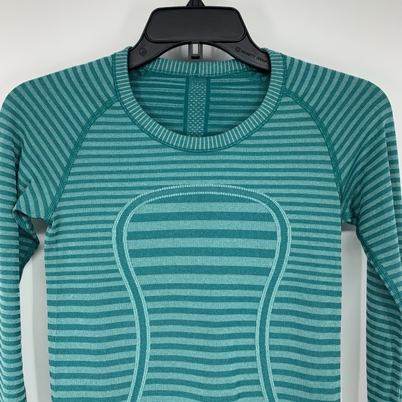 lululemon athletica Teal Striped Long Sleeve Top - Picture 3 of 13